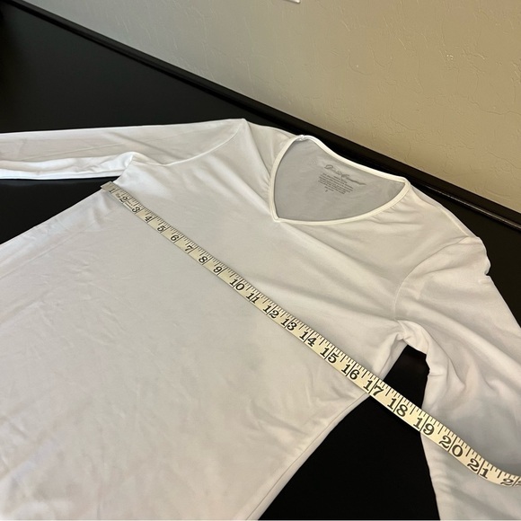 Denise Cronwall double layer mesh top, white, long sleeve, V neck, size S, NWOT - Picture 6 of 9